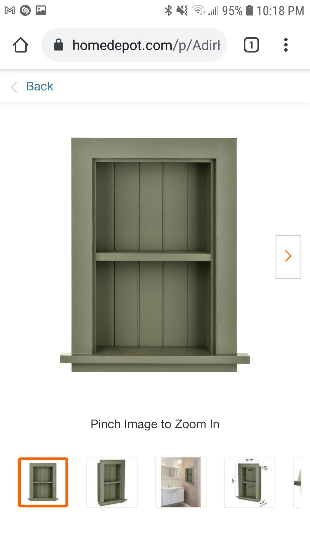 AdirHome Recessed Wall Mount Storage Cabinet in Green