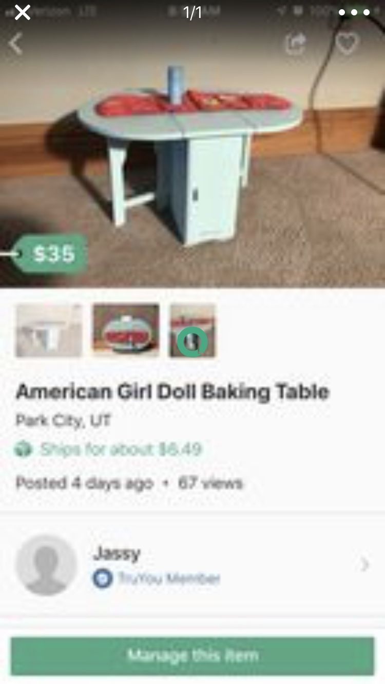 American Girl Doll Leaf Baking Table