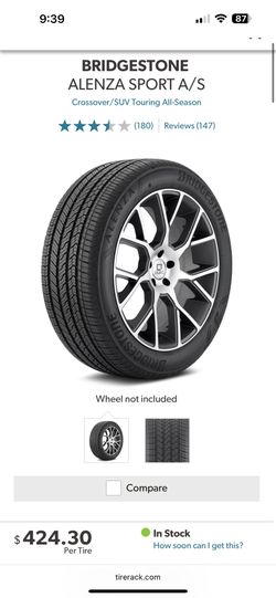 BRIDGESTONE ALENZA SPORT A/S New $150