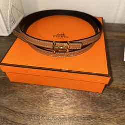 Luxury Reversible Belt - H Buckle Gold
