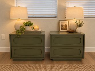 Olive Green Nightstand Set – Pair of 2