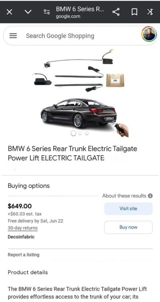 BMW 6 Series Rear Trunk Electric Tailgate Power Lift