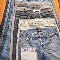 34×30 Men's Denim Jeans, Levi's, Rock Republic, Buffalo, Kenneth Cole, Lee,...