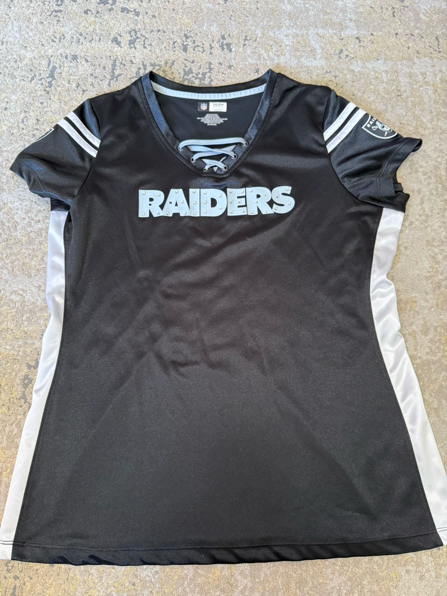 Official NFL Team Apparel Oakland Raiders Woman’s Top Jersey Size XL, Not Jeanty, Adams, Woodson, Lynch, Jackson, Brady, Moss