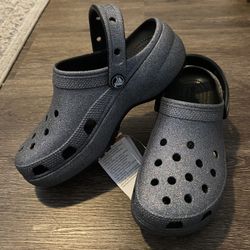 Gray Sparkly Crocs
