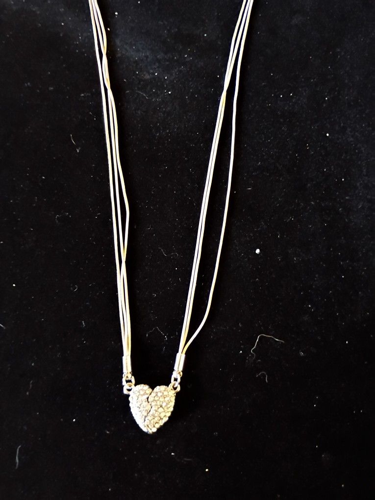 Silver Overlay Magnetic Heart Necklace