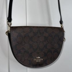 Coach, Ellen, Crossbody Bag, Signature Coated Canvas, Smooth Leather, Color Brown and Black,