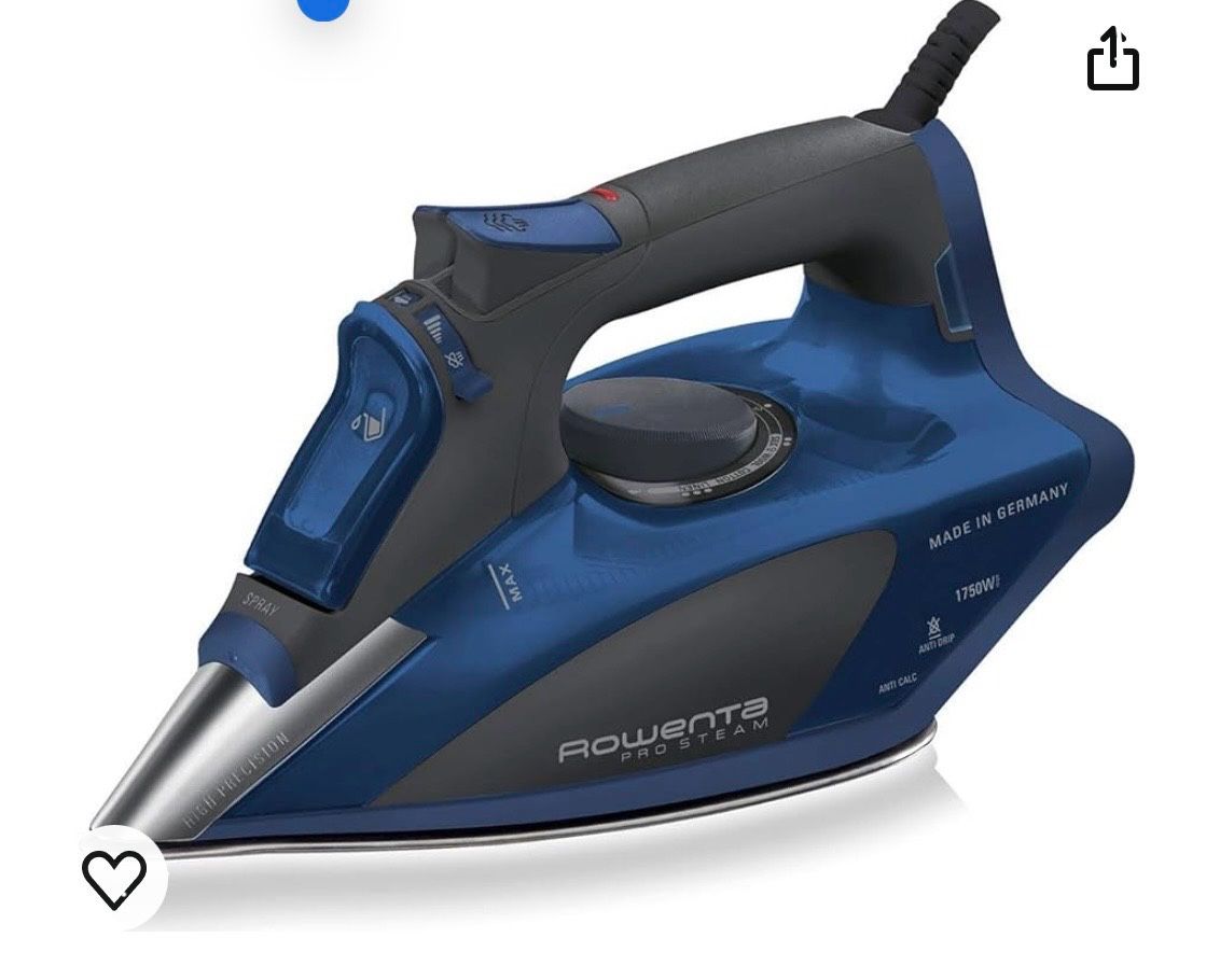 Rowenta Professional 1750-Watts Steam Iron. Paid $150. Made in Germany, Blue