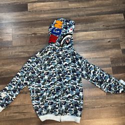 Blue Bape Hoodie Size L TAKING OFFERS