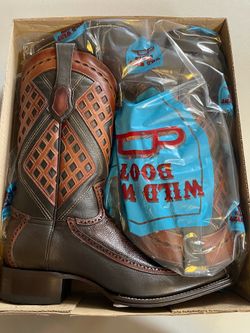 Size 10 Cowboy Boots Ostrich Leg Narrow Square Toe Faded