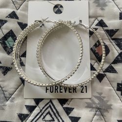 Forever 21 diamond Hoop Earrings 