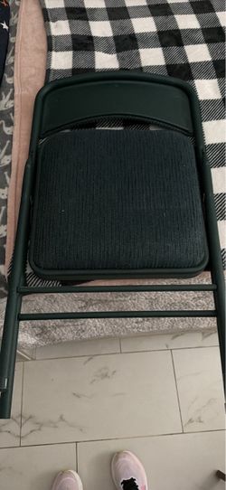 Green Metal Folding Chair with Padded Seat