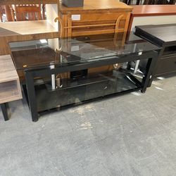 Black Glass Tv Stand (in Store)