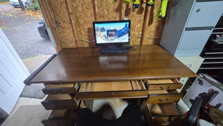 Large oak desk