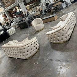 BURSA CREAM VELVET LIVING ROOM SET
Sofa & Loveseat