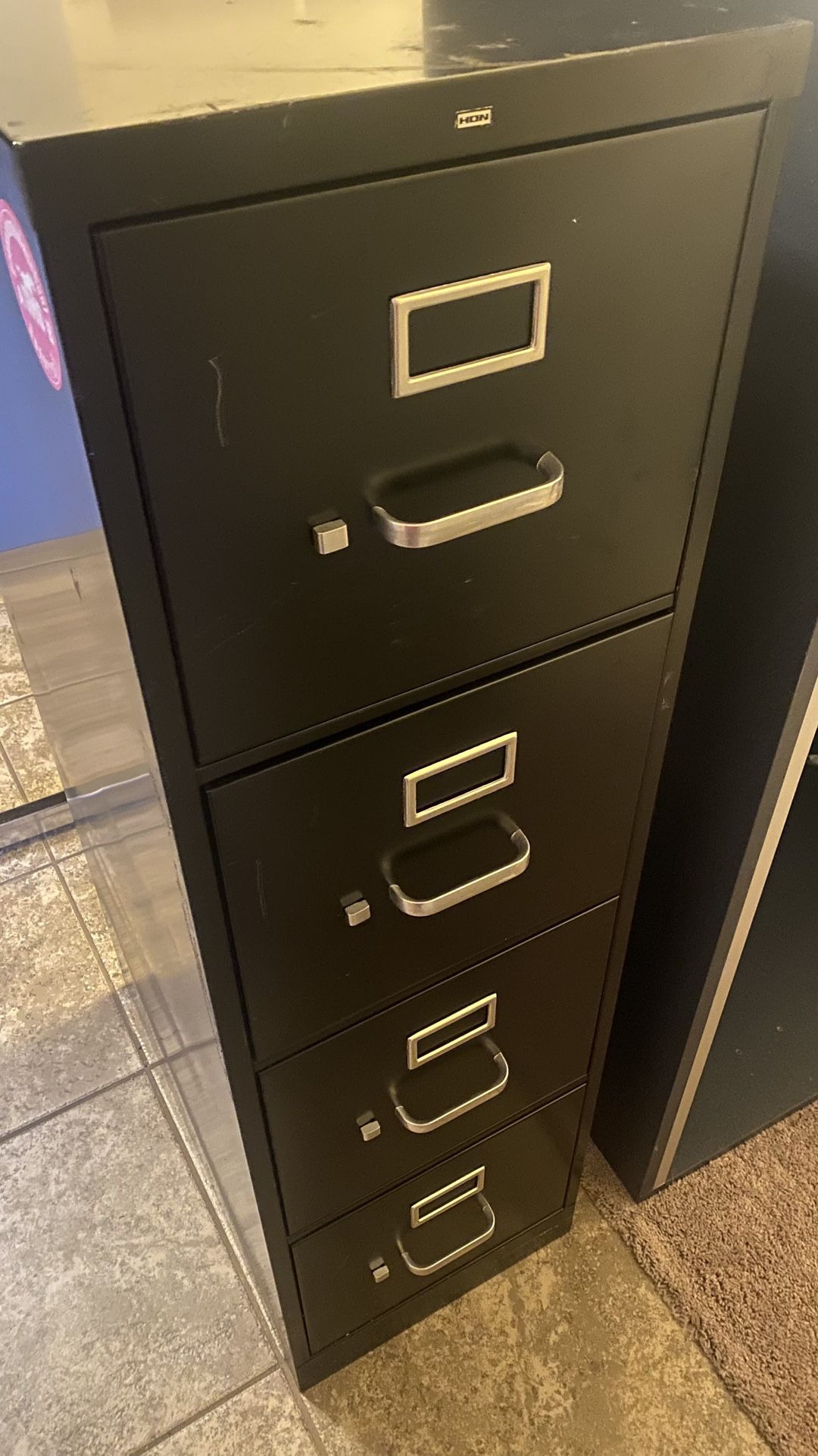 Hon Steel File Cabinet 4-drawer Files Storage Office Work School Records Metal Black White