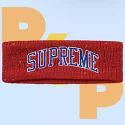 Supreme New Era Sequin Arc Logo Headband (Red)