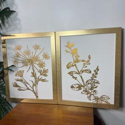 Minimal Art Gold Leaves Print Poster Set