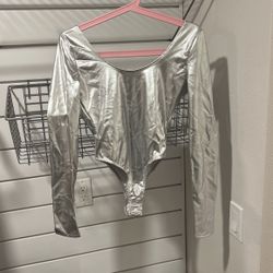 Long Sleeve Silver Rave Bikini Size Small