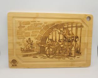 Disney Pirates of the Caribbean Wood Cutting Board Burnout like new Price is Firm Cash Only