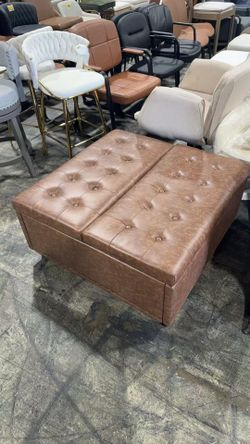 35.5" Large Square Storage Ottoman, Lift Top Ottoman Square Bench with Storage, Tufted Upholstered Ottomans, Ottomans Coffee Tables for Living Room, B