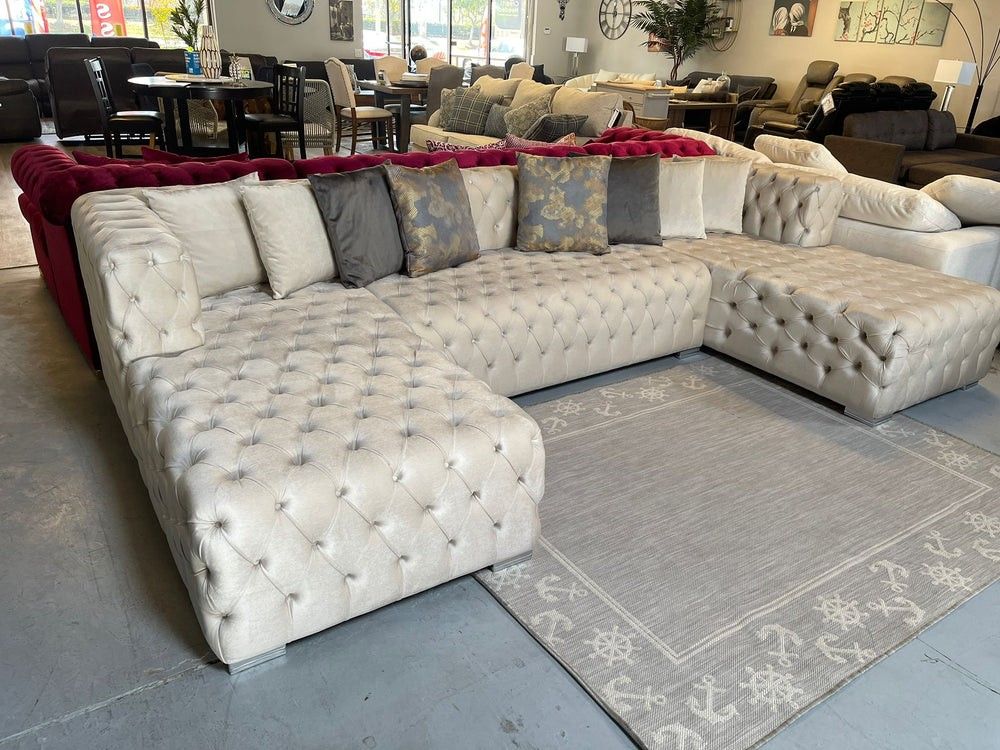 💎🌟MAY SPECIAL] Polo - Cream Velvet - Double Chaise "U" Shape Sectional Sofa

, Sameday Delivery,Contemporary, Comfortable Couch 🛋️new Brand 