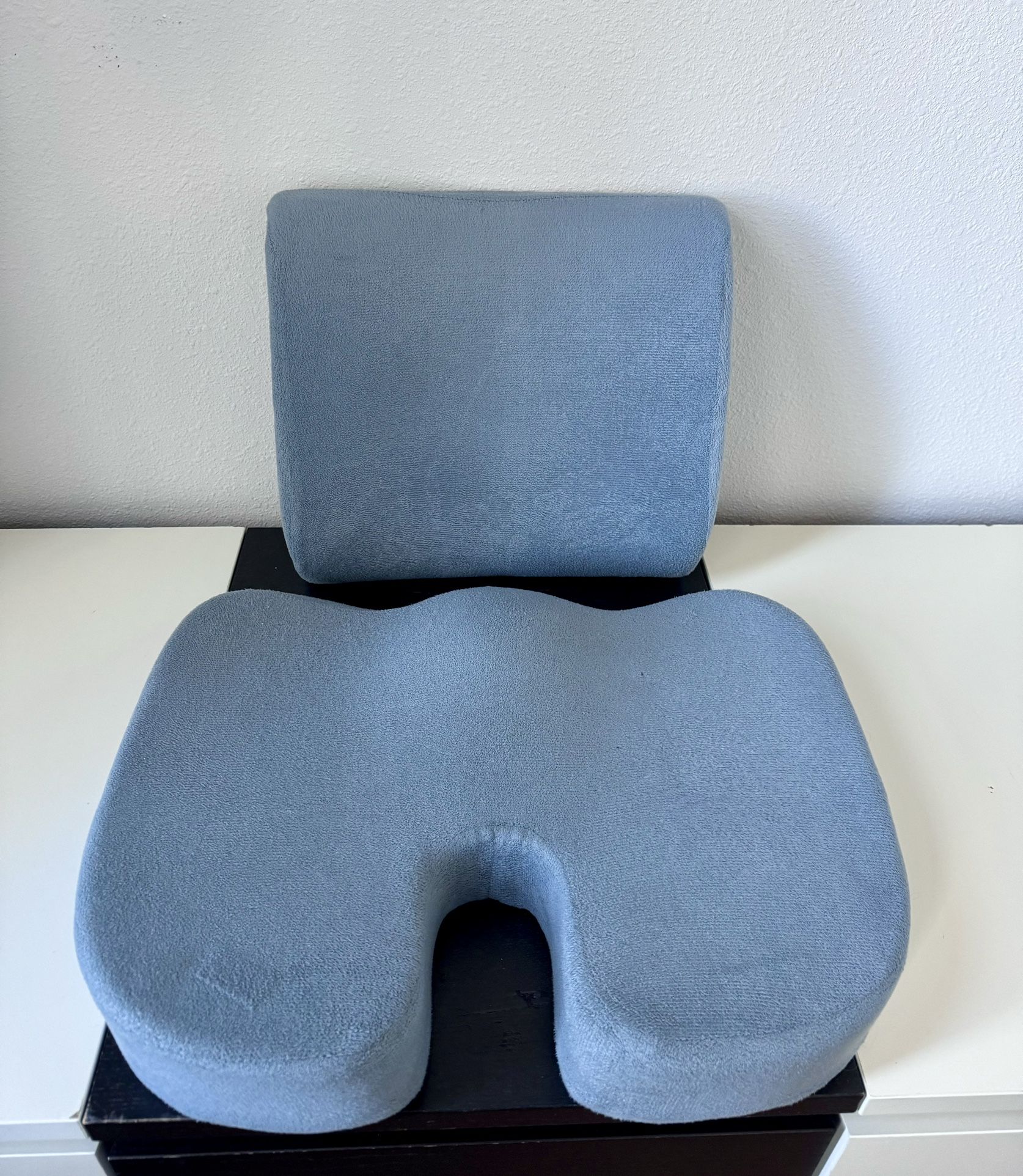 Memory Foam Lumbar & Seat Support Cushion For Office Desk, Car Seat. Ergonomic Back & Seat Pillow. Removable Fabric/ Washable (Gray)
