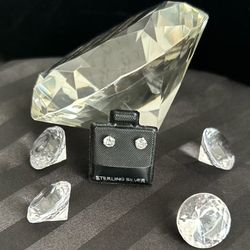 Small Clear Crystal Stud Earrings – .925 Silver