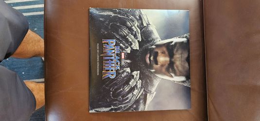 Black Panther Original Motion Picture Score Vinyl LP composed by Ludwig Göransson, featuring striking monochrome artwork of T'Challa on the cover.