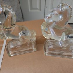 Glass Horse Bookends Obo