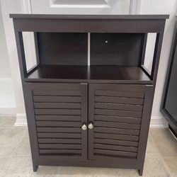 Wooden Freestanding Bathroom Floor Storage with Double Shutter Doors & Adjustable Shelf, for Bathroo