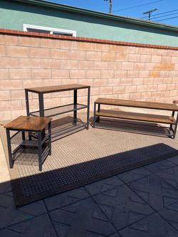 Industrial Wood and Metal Furniture Set – 3 Pieces