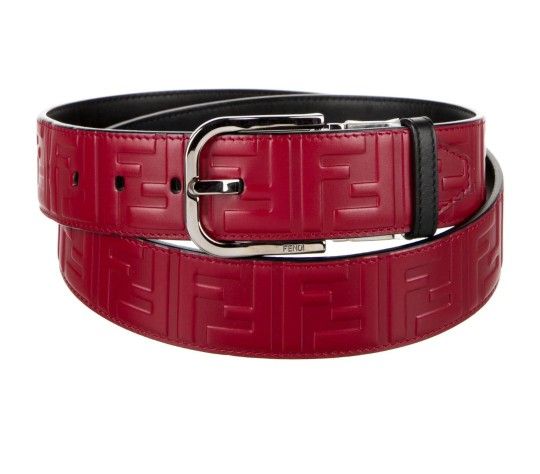 Fendi Red Leather Logo Belt #10947