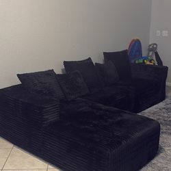 Black Cloud Corduroy Sectional