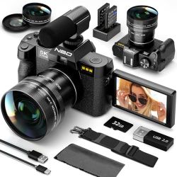 NBD 5K 64MP Digital Camera Dual Lens WiFi 16X Zoom Vlogging Kit