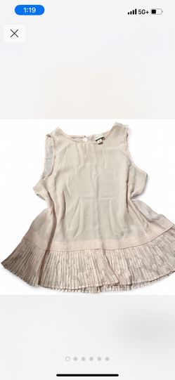 Merona Top Women's S Small Pink Crewneck Flounce Hem Sleeveless Pleated Flowy