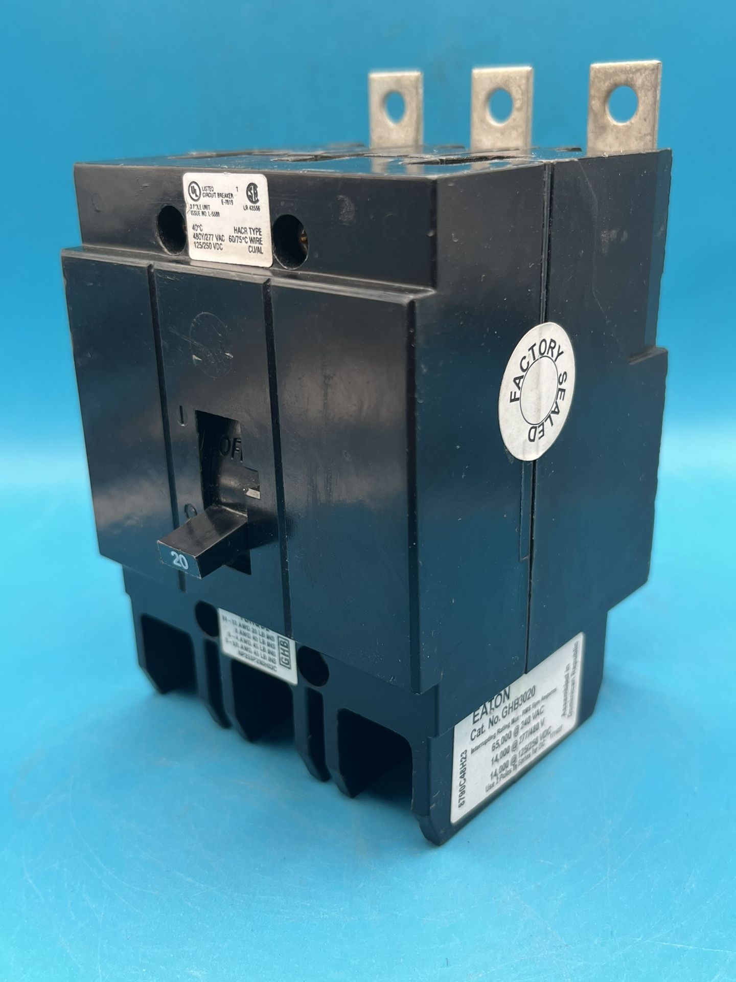 Eaton Cutler Hammer GHB3020 3 Pole 20 Amp Circuit Breaker