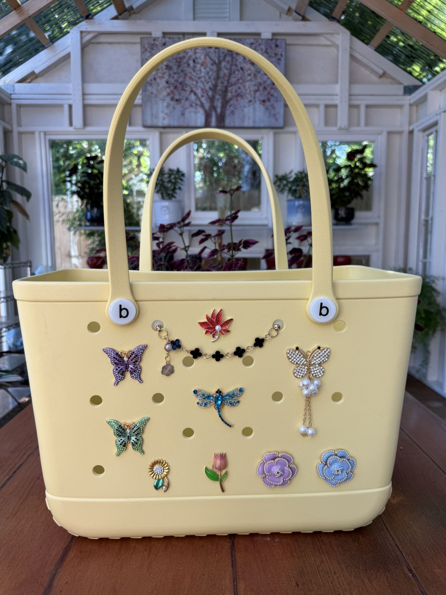 Brand New Large Yellow Tote Bag - With 2 Free Charms!
