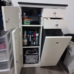 Wooden Cabinet With Shelves Doors And Drawers