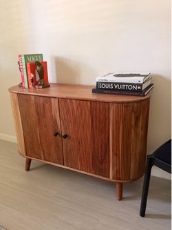 Solid Wood Fluted Sideboard / Accent Cabinet – Modern Organic Style