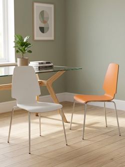 Set of Modern Dining / Accent Chairs (White & Orange)