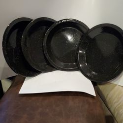 Graniteware Blue Enamel 10"Pie Plates Set Of 4