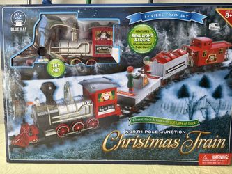 Blue Hat Toy Company North Pole Junction 34 pc Christmas Train Set Large scale