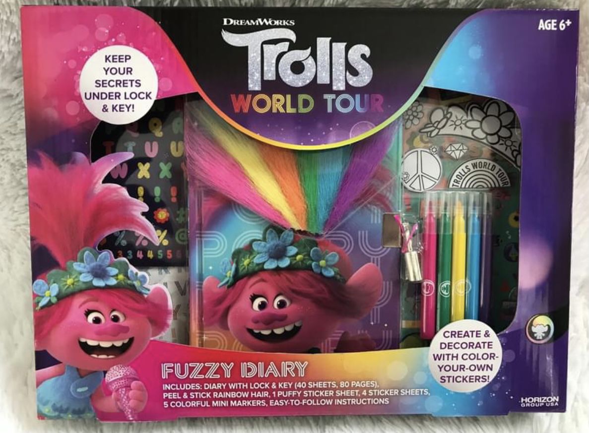 Trolls Fuzzy Diary with Stickers, Rainbow Hair & Markers NEW, Porch Pickup or Can Ship!