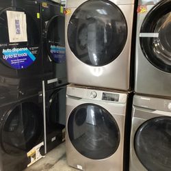 Samsung Steam Champagne Washer 4.5 Cu Ft And Dryer Gas Set 