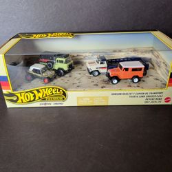 Hot Wheels Premium Off Road Diorama Set Horizon Hauler/Toyota Land Cruiser/Meyers Manx/1957 Jeep