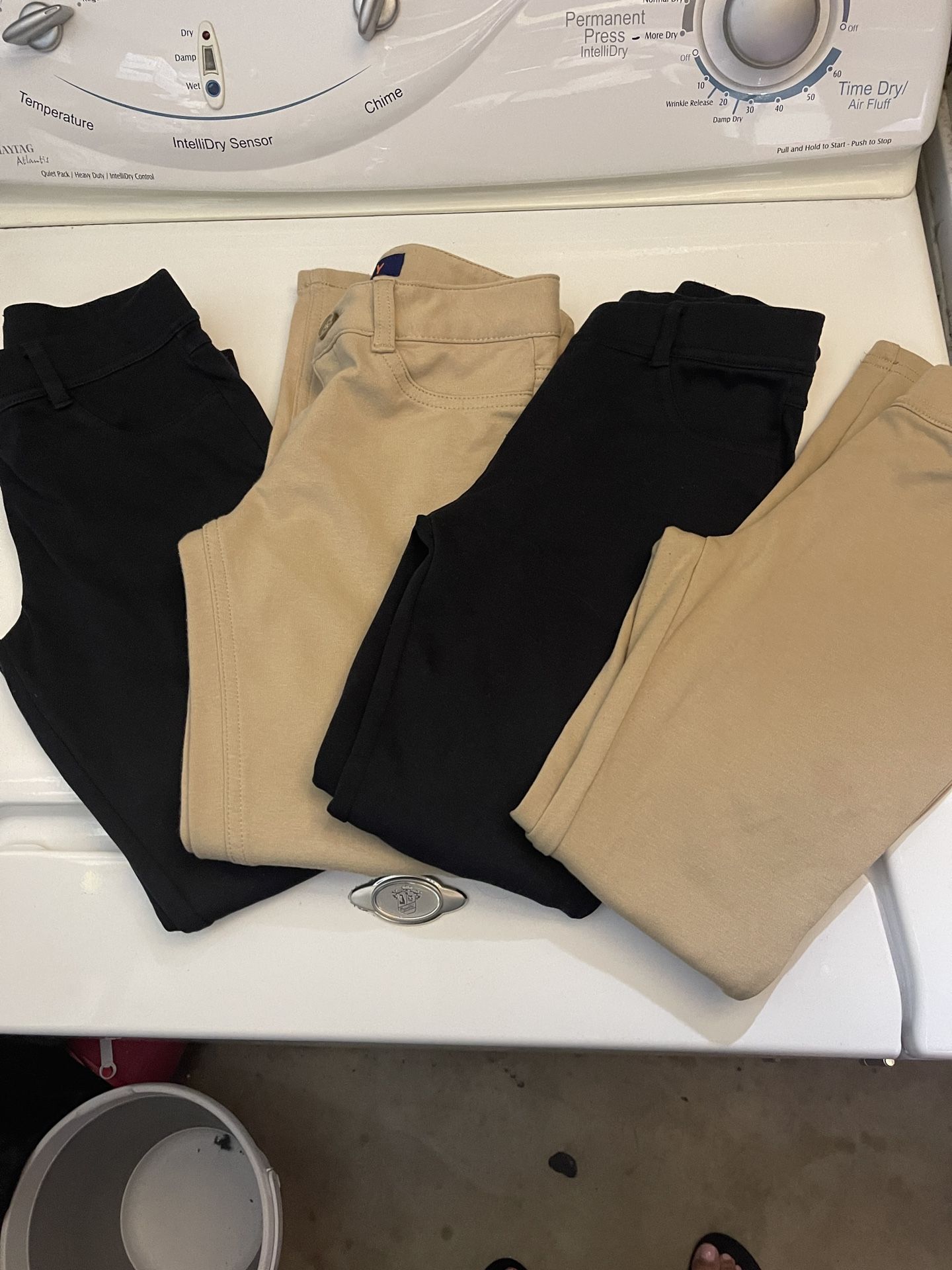 Girl Uniform Pant Set Beige N Navy Blue Size 10
