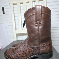 Cody James Black 1978 Carmen Full-Quill Ostrich Roper Boots Round Toe Men's Size 9 D