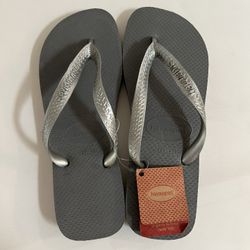 Havaianas Flip Flops Silver Metallic 8/9 New