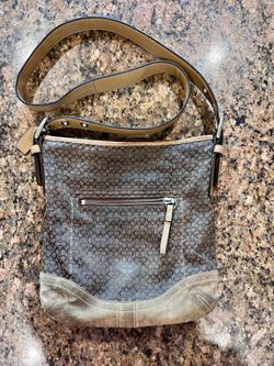 Coach F10944 Tan/Brown Signature Canvas Shoulder/Crossbody Bag